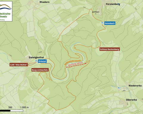 Abkürzung Wanderweg "Waldeckische Scheiz"