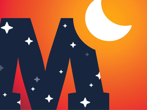 Museumsnacht_Zwickau.jpg Grafik mit großem Buchstaben M, nachts mit Sternen, vor orangenem Himmel und einer schmalen Mondsichel.Graphic with large letter M, at night with stars, in front of an orange sky and a narrow crescent moon.Grafika s velkým písmenem M, v noci s hvězdami, před oranžovou oblohou a úzkým půlměsícem.Grafika z dużą literą M, nocą z gwiazdami, przed pomarańczowym niebem i wąskim półksiężycem.Grafiek met grote letter M, 's nachts met sterren, voor een oranje lucht en een smalle maansikkel.Grafica con grande lettera M, di notte con stelle, davanti a un cielo arancione e a una stretta mezzaluna.