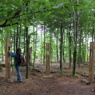 Naturmythenpfad Wolfstation Drehelemente Gut-Böse-Wolf-Mensch