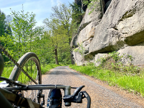 Eindrucksvolle Felsformationen im Kirnitzschtal direkt am Wegesrand