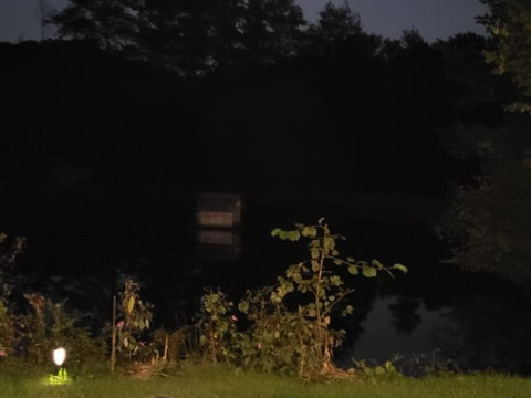 Ferienhaus am Mühlenteich, Garten am Abend Ferienhaus am Mühlenteich, Garten am Abend