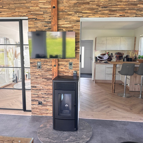 Ferienhaus Auszeit Windeck: Wintergarten mit Kamin Ferienhaus Auszeit Windeck: Wintergarten mit Kamin