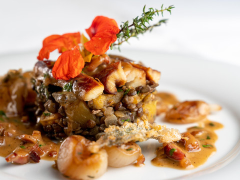 warmer Linsensalat mit geräuchertem Aal
