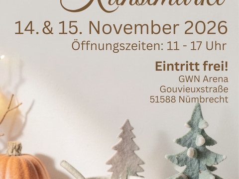 Herbstmarkt 2026 Plakat zum Herbst-Winter-Werkkunstmarkt 2026 mit Kürbis, Filztannen und Termindaten