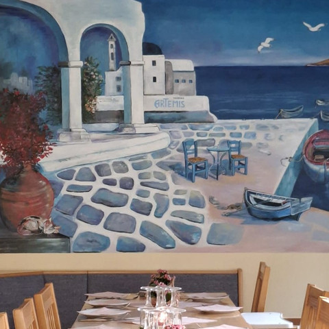 Taverne Artemis Gastraum Wandbild