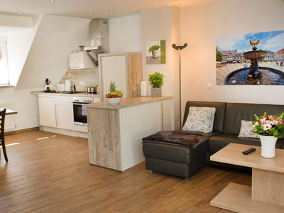 City Appartements am Wall Goslar - Wohnzimmer-Esszimmer-Küche Nordberg