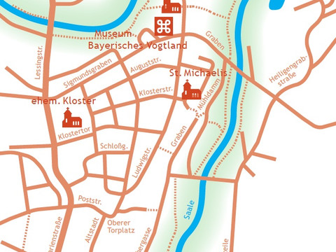 Kulturweg der Vögte - Karte der Etappe 6 - Stadtrundgang Hof