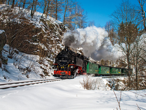 Weißeritztalbahn im Winter