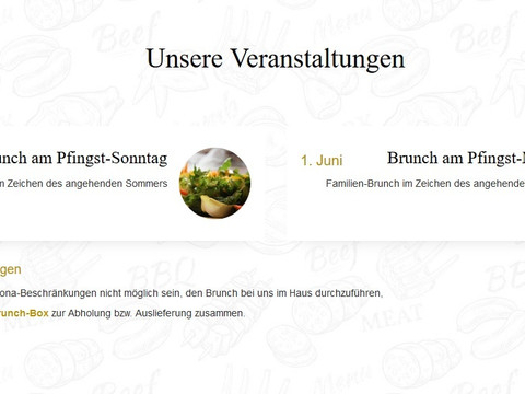 Annuncio di un evento per un brunch a Whitsunday con un'immagine di un piatto per la colazione.
