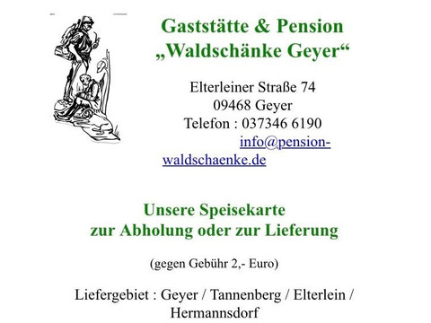 Information about the pick-up and delivery service of the restaurant Waldschänke Geyer, incl. fees.