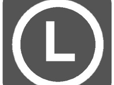 Markierungszeichen L Weißes L in Kreis auf grauem quadratischem Hintergrund; Symbol für einen Aufzug.