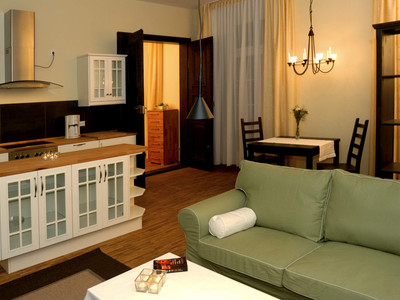 Appartements Residenz Jacobs in Ballenstedt - Wohnzimmer mit Kochnische