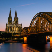 Cologne Cathedral and Hohenzollern Bridge Kölner Dom und Hohenzollernbrücke bei DämmerungCologne Cathedral and Hohenzollern Bridge at dusk