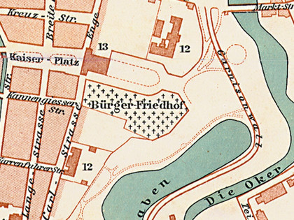 Bürgerfriedhof hinter der Trinitatiskirche - Lage des Bürgerfriedhofs