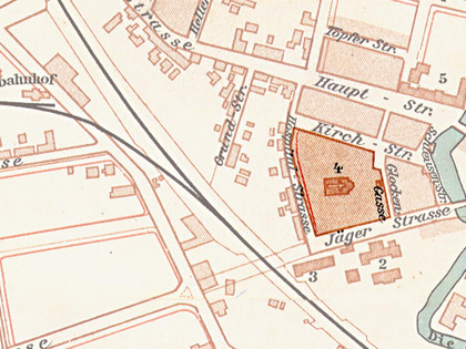 Station 6: Johanniskirchhof - Lage des Johanniskirchhofs (1899)