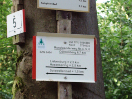 Salzgitter-Bad, Kreuzung Wanderwege Nr. 4 und Nr. 5