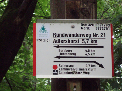 Salzgitter-Gebhardshagen, Startschild Wanderweg 21