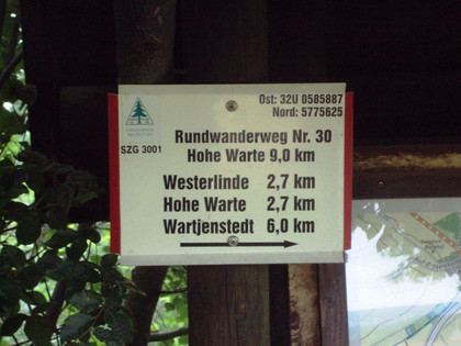 Salzgitter Höhenzug, Wanderweg 30 Startschild