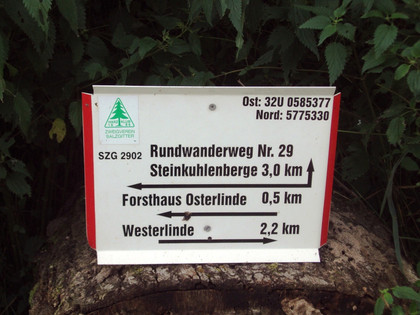 Salzgitter Höhenzug, Wanderweg 29 Hinweisschild