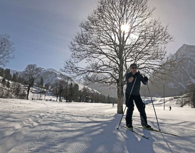 En route sur la piste de ski de fond Tiermatti