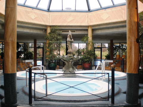 Sachsen-Therme - Leisure in Leipzig View of the whirlpool in the Sachsen-Therme Leipzig, which is located under a glass roof.