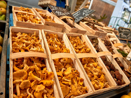 wochenmarkt-pilze.jpg Pfifferlinge auf dem Wochenmarkt