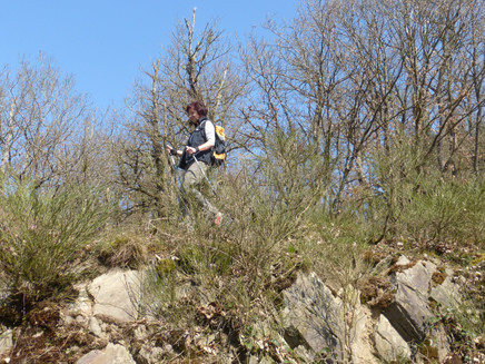 Wanderer auf der Felsrippe