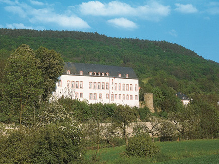 Sauer-Radweg_Blick auf Burg Bollendorf, die um 700 entstanden ist.