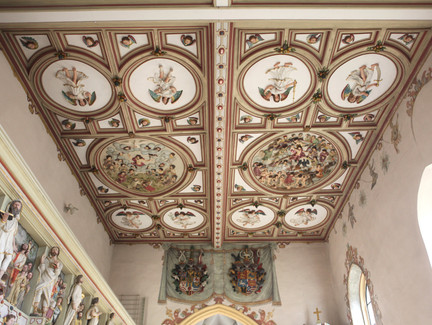 Reich verzierte Flachdecke - St. Johannis - Rödental (Oeslau)