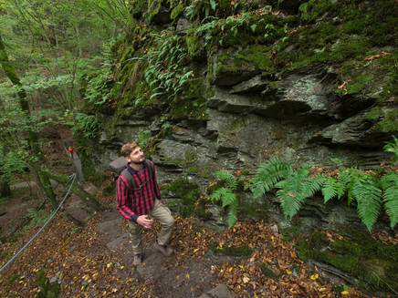 Markante Felsen im Bachtal