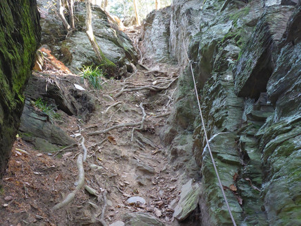 Rope protection on the via ferrata of the Mehringer Schweiz