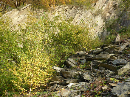 Slate blocks in the former quarry