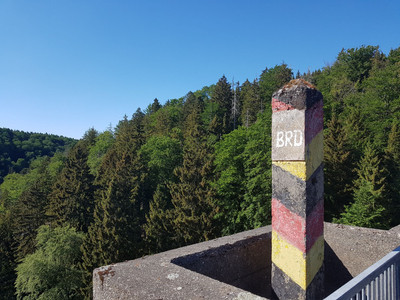 Border stone FRG-GDR at the Ecker dam