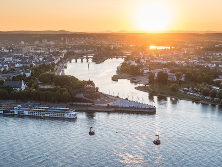 Das Deutsche Eck im Sonnenuntergang