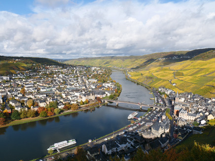 Autumn - View from the castle over the Moselle valley and the town
