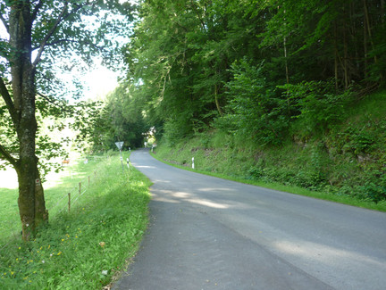 Der Wanderweg mündet in der Straße nach Tiefenlauter