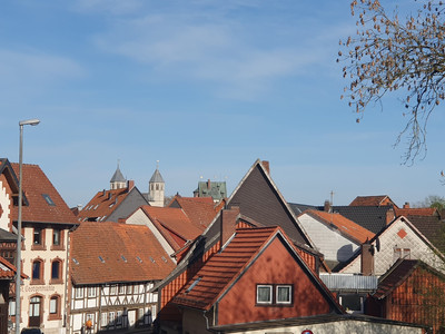 View of the old town of Gandersheim and Georgsmühle from the Georg church