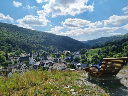 Hiking bench with view of Lütz