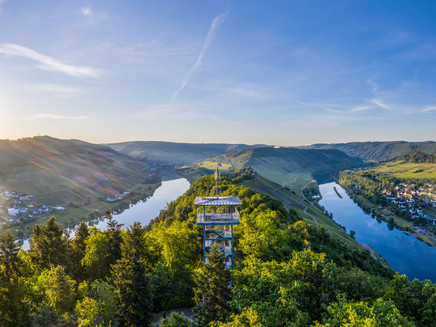 Blick auf den Prinzenkopfturm und die enge Moselschleife