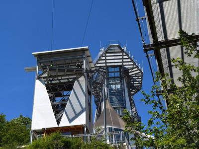 Solitair observation tower with megazipline and suspension bridge (Harzdrenalin)