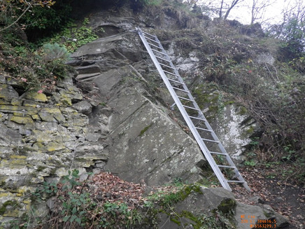 Iron ladder over a rock cliff near Hatzenport