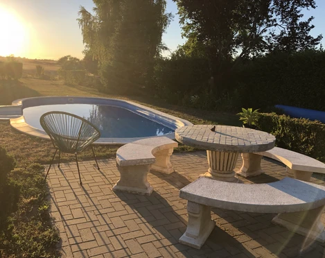 Pool mit Sonnenuntergang FH Art-Flair Reichenow