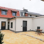 Eingangsbereich und Terrasse Ferienwohnung Strand