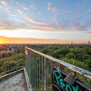 Sonnenaufgang vom Wackelturm im Rosental - Grünes Leipzig Sonnenaufgang vom Wackelturm im RosentalView from the Wackelturm