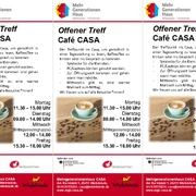 OffenerTreff-CafeCASA.png Das Bild zeigt ein gemütlich eingerichtetes Café mit einem Tisch, auf dem zwei Tassen Kaffee und zwei Croissants serviert sind.