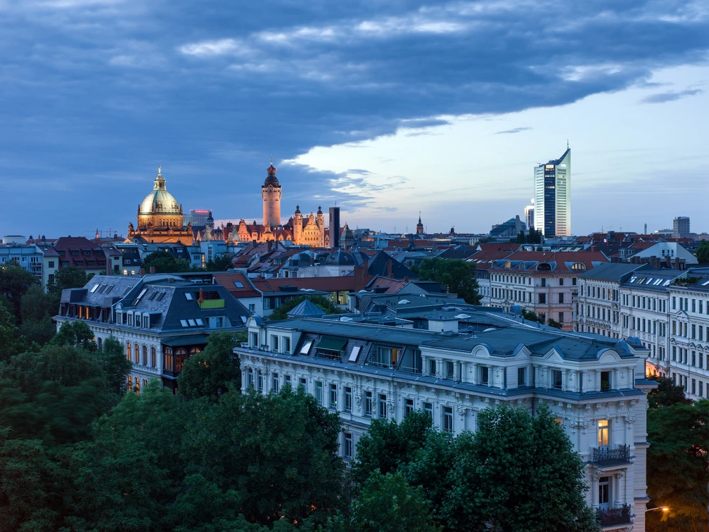 Your meeting & conference in Leipzig: Skyline in the evening Tagung & Konferenz Leipzig Convention: Skyline am AbendMeeting & conference Leipzig convention: Skyline in the evening