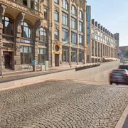 Q-Park Leipzig - Marktgalerie Ein- und Ausfahrt des Q-Parks Marktgalerie im Zentrum von Leipzig