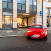 Q-Park Leipzig - Forum am Brühl Einfahrt des Q-Parks Forum am Brühl im Zentrum von Leipzig