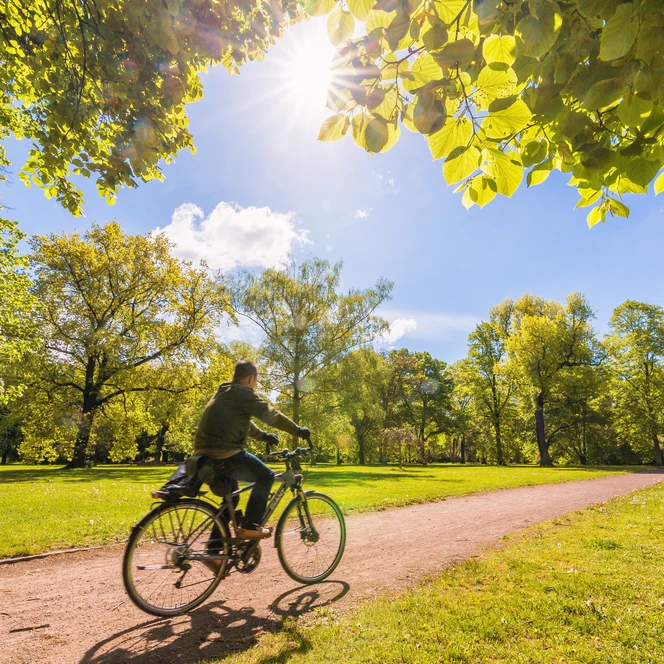 Fahrradfahren durch den Leipziger Friedenspark - Freizeitaktivitäten in Leipzig
