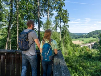 Altenbeken-kleinesViadukt-Aussichtsplattform-Teutoburger-Wald-Tourismus-Patrick-Gawandtka-054.jpg Zwei Personen auf der Aussichtsplattform kleines Viadukt Altenbeken